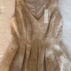 Trina Turk Gold-Accented Beige Floral Midi Dress